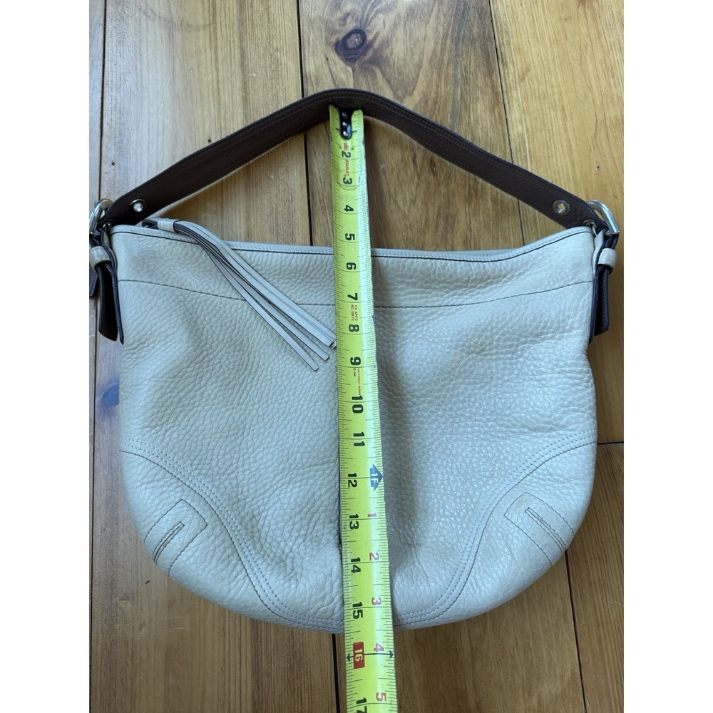 VTG Coach Beige Pebbled Full Grain Leather Large Shoulder Hobo Bag 3227 Y2K - Picture 12 of 13